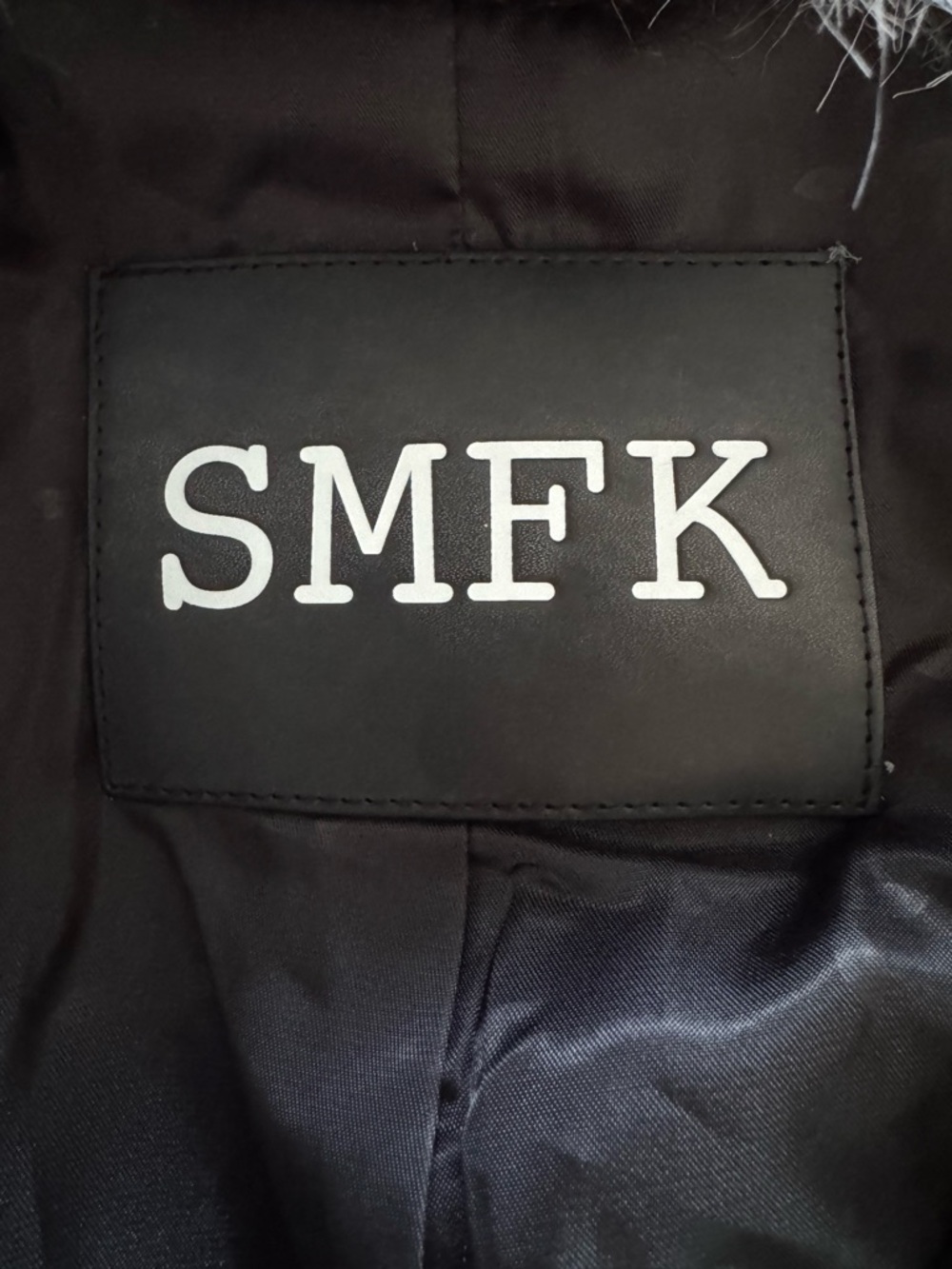 SMFK Plan C Checkered Faux Fur Bomber Jacket Black White Size 1 - Picture 5 of 13